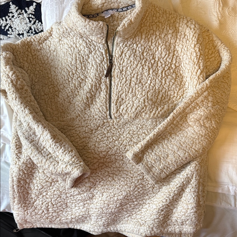 Time and Tru Cream Sherpa Turtleneck Sweater